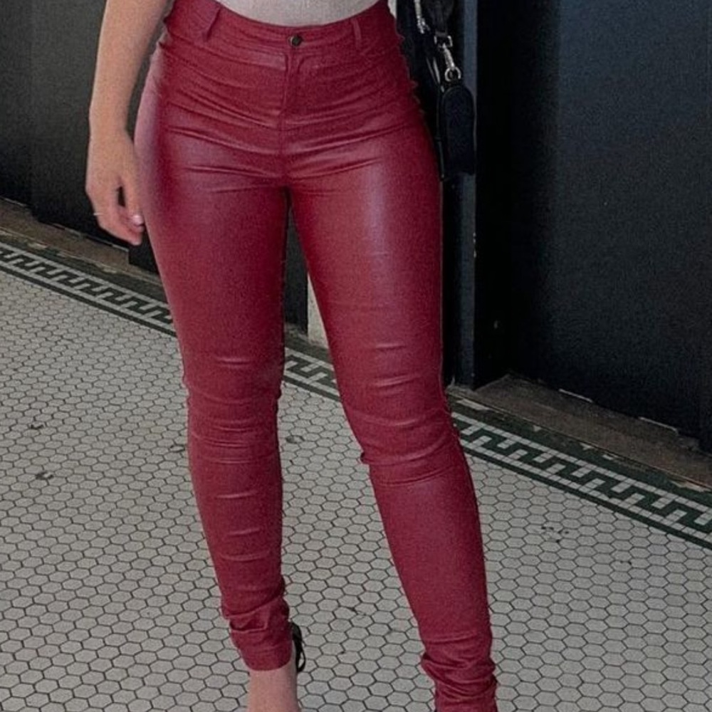 Red leather pants - FashionNova